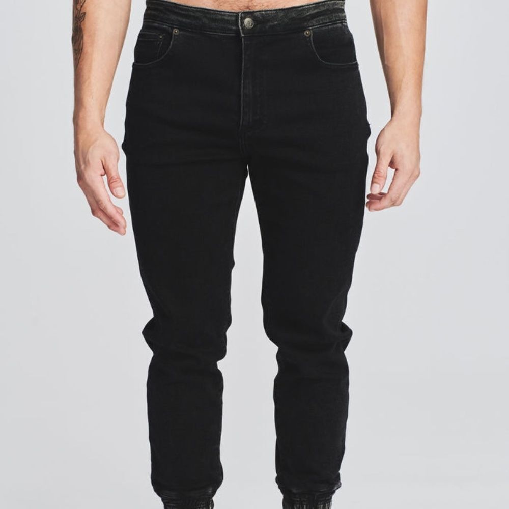 NEW SER .O.YA Men's Vintage Black Dakota Fitted Denim Jogger Pants Size 36